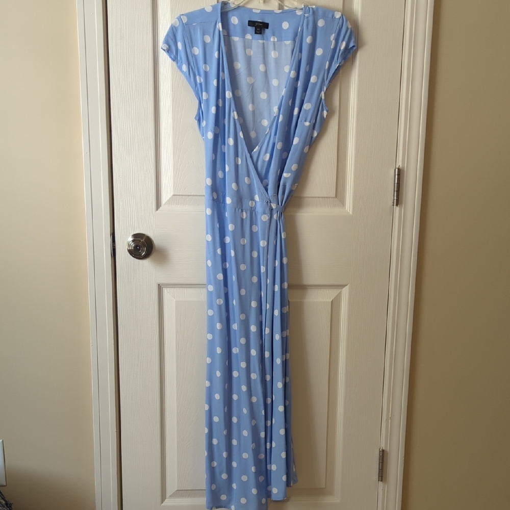 JCrew Blue Polka Dot Wrap Dress